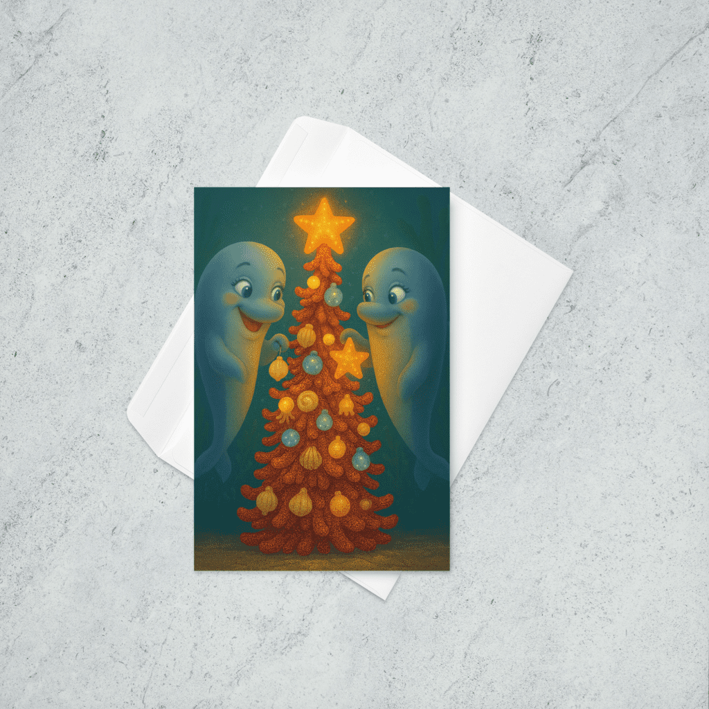 Christmas Dolphins Under the Sea