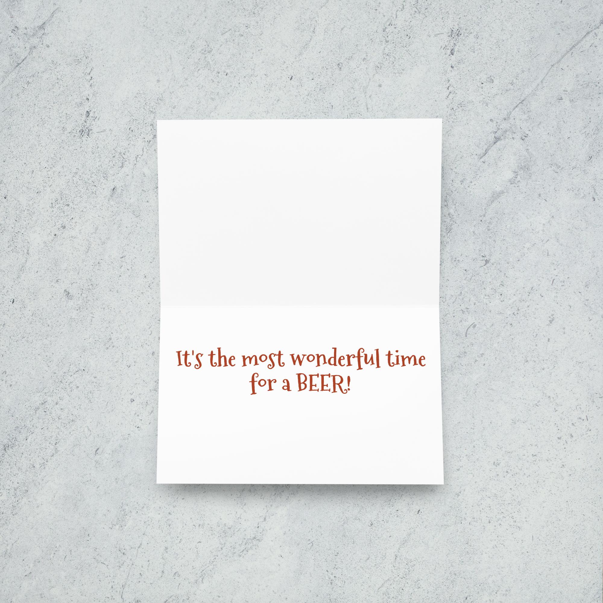 Interior reads "It's the most wonderful time for a BEER!"