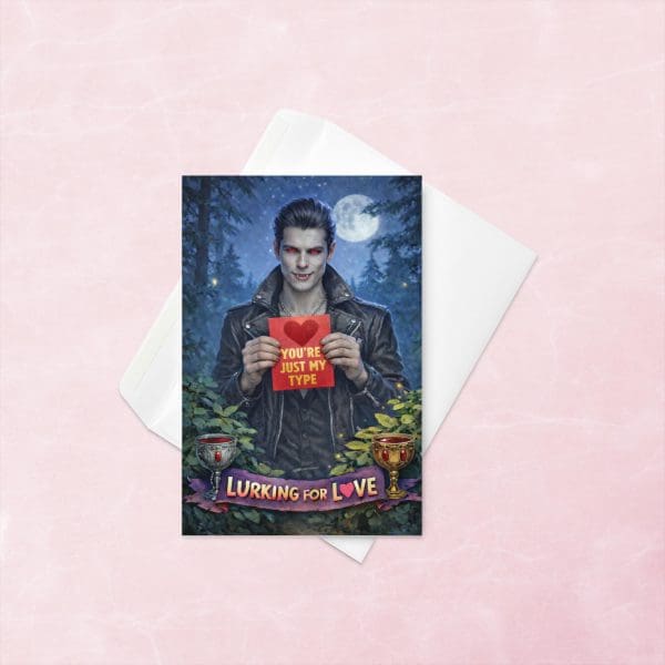 vampire holding a valentine